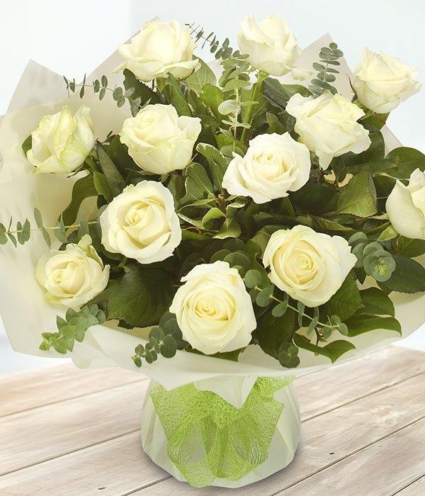 A Dozen White Valentines Roses